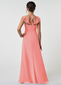 Azazie Amada Junior Coral A-Line Ruched Chiffon Dress image2