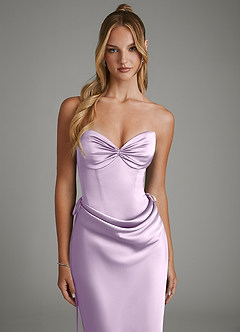 Azazie Natasha Brautjungfernkleider Meerjungfrau-Linie Korsett Stretch-Satin Kleid Frostiges Flieder image4
