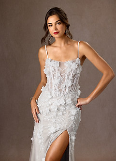 Azazie Alethea Wedding Dresses Diamond White Mermaid Strapless Lace Dress image13