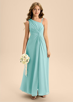 Azazie Brooke Junior Abito A-Line in Chiffon Spacco Laterale Acqua image3