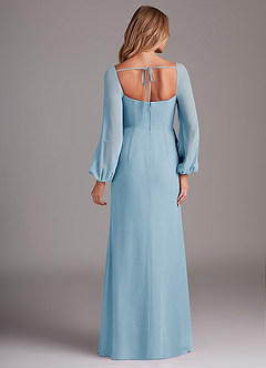 Azazie Charissa Bridesmaid Dresses Sky Blue Sheath Long Sleeve Chiffon Dress image6