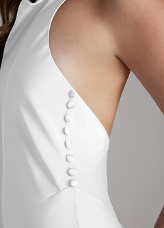 Azazie Sahara Suknie dla druhen Linia A Pofałdowany Satyna elastyczna Do ziemi Sukienka image5