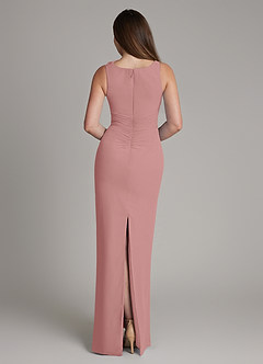 Azazie Charice Bridesmaid Dresses Dusty Rose Sheath Pleated Chiffon Dress image5