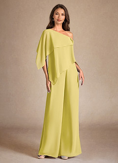 Azazie Halima vestidos de madre de la novia Vestido de Canario de Gasa de Mono/Traje de pantalón con Corte Lateral image7