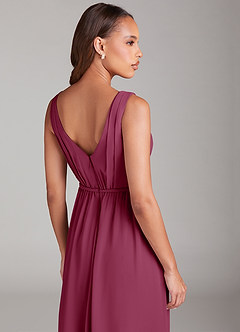 Azazie Tanicia Brautjungfernkleider A-Linie Plissee Chiffon Kleid Maulbeerrot image6