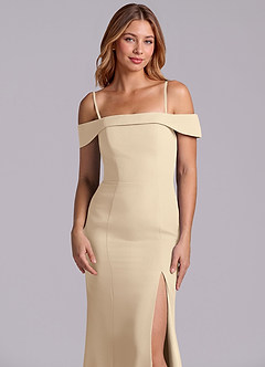 Azazie Luciana Champagne Chiffon Bridesmaid Dresses | Azazie