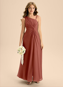 Azazie Brooke Junior Auburn A-Line Side Slit Chiffon Dress image3