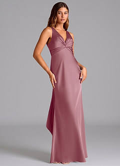 Azazie Hati Bridesmaid Dresses Vintage Mauve Mermaid Stretch Satin Dress image4