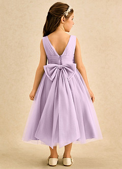 Azazie Macaron Robe Demoiselle D'honneur Fillette Robe Trapèze en Tulle Plissée Frostiges Flieder image2