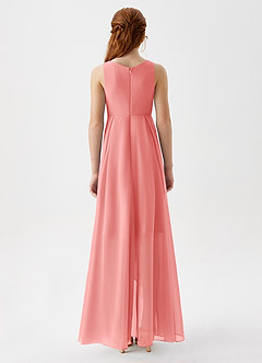 Azazie Lizette Junior Robe Trapèze en Mousseline de soie Plissée Corail image6