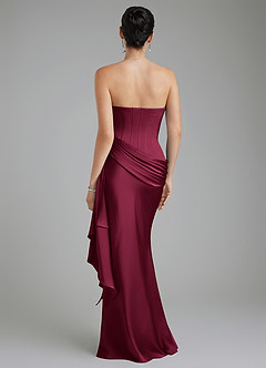 Azazie Draya Robes de demoiselle d'honneur Robe Sirène en Satin extensible Bustier Bourgogne image2