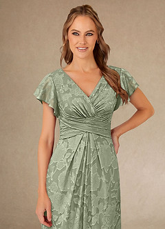 Azazie Vera Mother of the Bride Dresses Agave A-Line Pleated Floral Burnout Dress image5