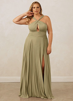 Christian Siriano Bridal for Azazie 1009 Bridesmaid Dresses Moss Green A-Line Pleated Chiffon Dress image11