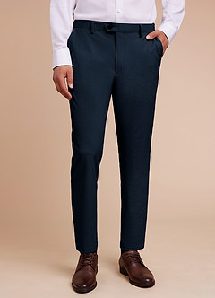 front Miles Bleu Marin Pantalon habillé en seersucker