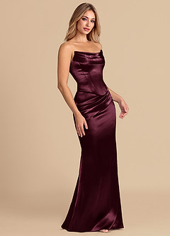 Azazie Sorrel Brautjungfernkleider Wandelbar Meerjungfrau-Linie Korsett Metallischer Satin Kleid Cabernetrot image5