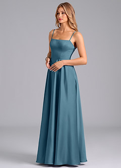 Azazie Elita Abiti da Damigella Abito A-Line in Raso Elasticizzato Plissettato Bermuda image4