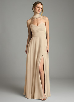 Azazie Ayla Abiti da Damigella Abito A-Line in Chiffon Scollo a Cuore Champagne image7