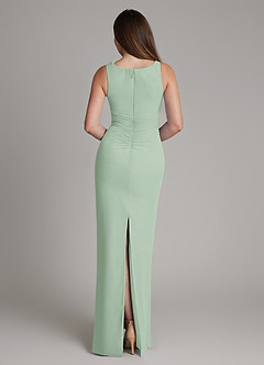 Azazie Charice Bridesmaid Dresses Agave Sheath Pleated Chiffon Dress image5