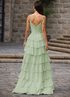 Floralace Light Green Ruffled A-line Prom Dress image7