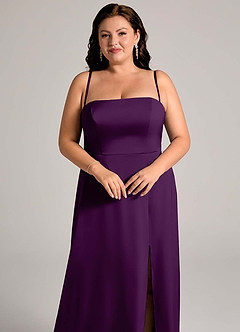 Azazie Wren Bridesmaid Dresses Grape A-Line Strapless Stretch Satin Convertible Dress image13