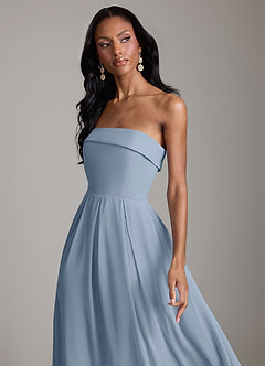Azazie Lucienne Bridesmaid Dresses Dusty Blue A-Line Strapless Chiffon Convertible Dress image4