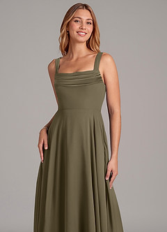 Azazie Shaude Bridesmaid Dresses Willow Green A-Line Pleated Chiffon Dress image5