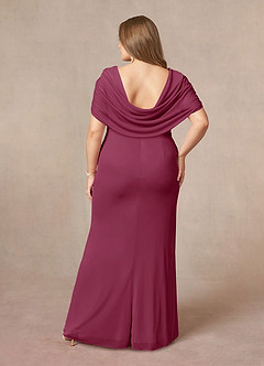 Azazie Luisa Mother of the Bride Dresses Mulberry Mermaid V-Neck Pleated Mesh Dress image8