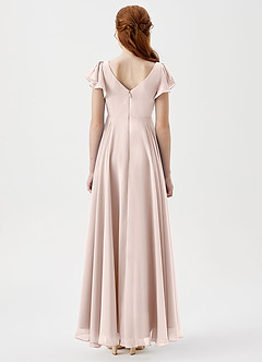 Azazie Caria Junior Rose Petal A-Line Pleated Chiffon Dress image4