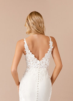 Azazie Estephanie Robes de mariée Robe Sirène en Crêpe Élastique Paillettes Blanc De Diamant image6