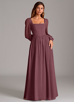 Azazie Maree Bridesmaid Dresses Sangria A-Line Corset Chiffon Dress image4