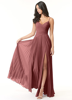 Azazie Vini Abiti da Damigella Abito A-Line in Chiffon con Scollo a V a Pieghe Ametista image1