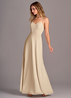 Azazie Mei Brautjungfernkleider A-Linie Chiffon Kleid Champagner image4