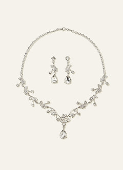 Crystal Rhinestone Necklace and Earrings Set