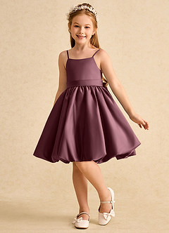 Azazie Davine vestidos de niña de las flores Vestido de Sangrado de Satin Mate de Corte En A con Tirante Espagueti image5