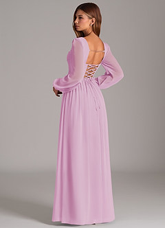 Azazie Maree Vestidos de damas de honor Vestido de Rosa Caramelo de Gasa de Corte en A con Corsé image2