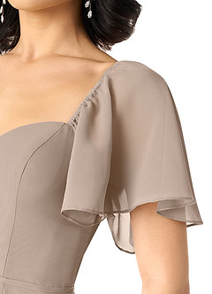 Azazie Chloe Bridesmaid Dresses Taupe A-Line Sweetheart Neckline Chiffon Dress image6