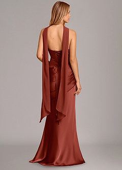 Azazie Pelagia Bridesmaid Dresses Terracotta Mermaid Corset Stretch Satin Convertible Dress image4