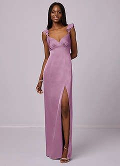 Barbie ♥ Azazie Bridesmaid Dresses Wisteria Sheath Stretch Satin Dress image4