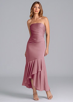 Azazie Danie Jurken voor bruidsmeisjes Jurk van Chiffon met Kolom Strapless Vintage Mauve image5