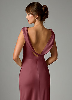 Azazie Kieryn Bridesmaid Dresses Desert Rose Mermaid Pleated Stretch Satin Dress image2