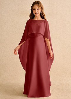 Azazie Fishie Girls Formal Sukienki dla dziewczynek sypiących kwiaty Linia A Matowy satynowy Długość podłogi Sukienka image5