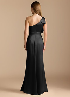 Azazie Rinna Brautjungfernkleider Meerjungfrau-Linie Gestreift Metallischer Satin Kleid Schwarz image7