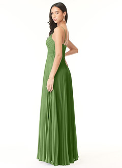 Azazie Vini Jurken voor bruidsmeisjes Jurk van Chiffon met A-Lijn V-hals geplooid Basilicum image4