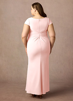 Azazie Tana vestidos de madre de la novia Vestido de Rosa Rubor de Crepé elástico de Sirena con Cuello en V plisado image7