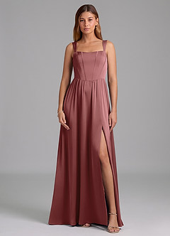 Azazie Rosaline Jurken voor bruidsmeisjes Jurk van Stretch Satijn met A-Lijn Zijsplit Amethist image3