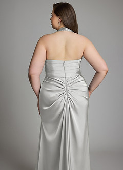 Azazie Destiny Bridesmaid Dresses Silver Mermaid Sweetheart Neckline Stretch Satin Dress image13