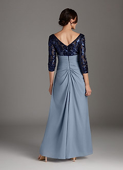Azazie Lilianne Final Sale Dark Navy Dusty Blue Sheath Sequins Lace Dress image4