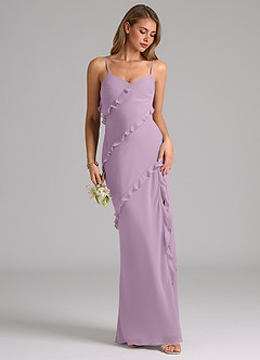 Azazie Nancie Brautjungfernkleider Meerjungfrau-Linie Gestreift Chiffon Kleid Blauregen image5