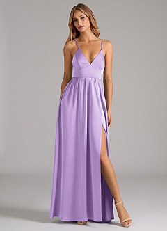 Azazie Aaida Bridesmaid Dresses Lilac A-Line Corset Stretch Satin Dress image5