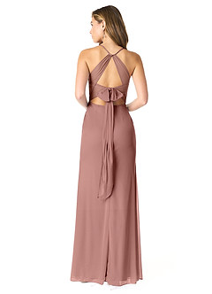 Azazie Dorita Final Sale Terracotta Mermaid Corset Mesh Dress image2